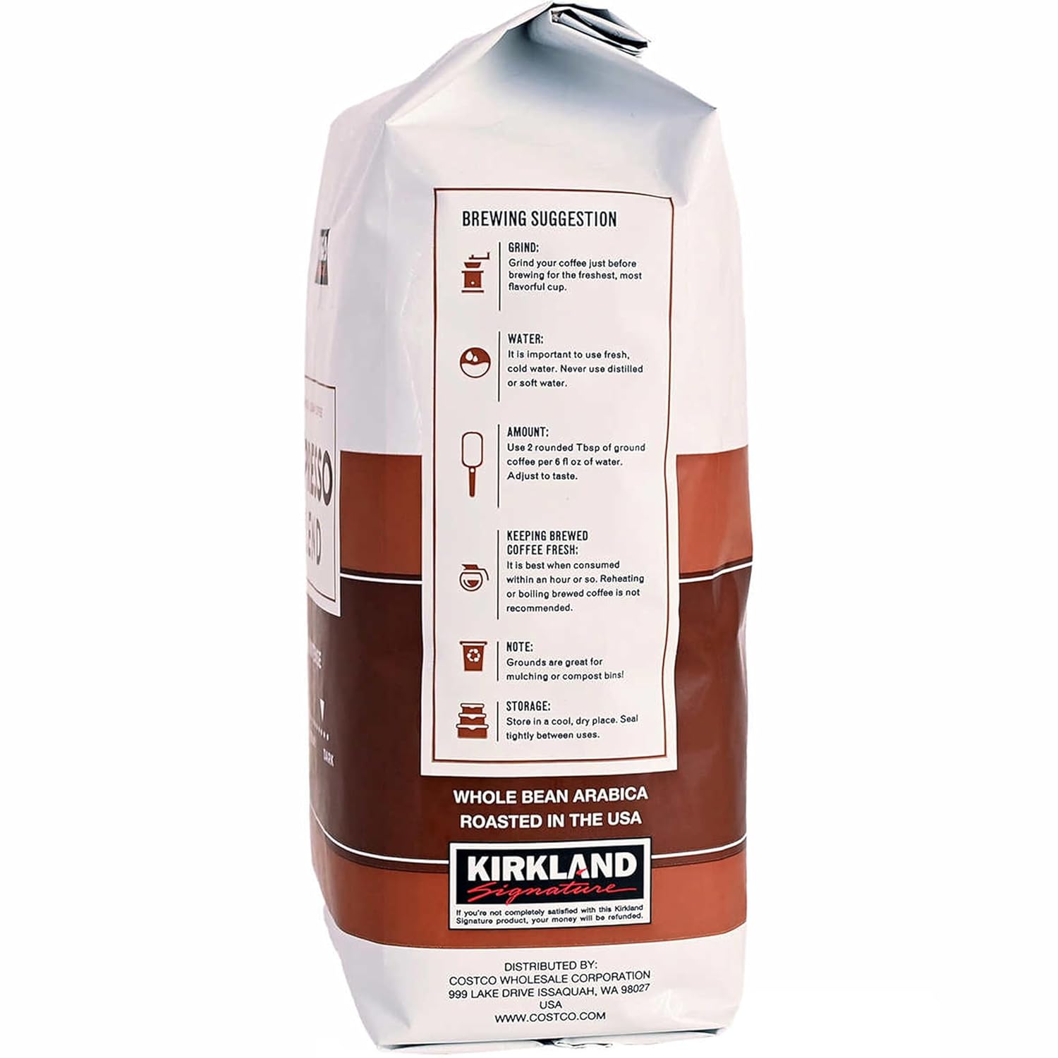 Kirkland Signature Espresso Blend, Whole Bean Coffee, 1.13kg/2.5 lbs. Bag