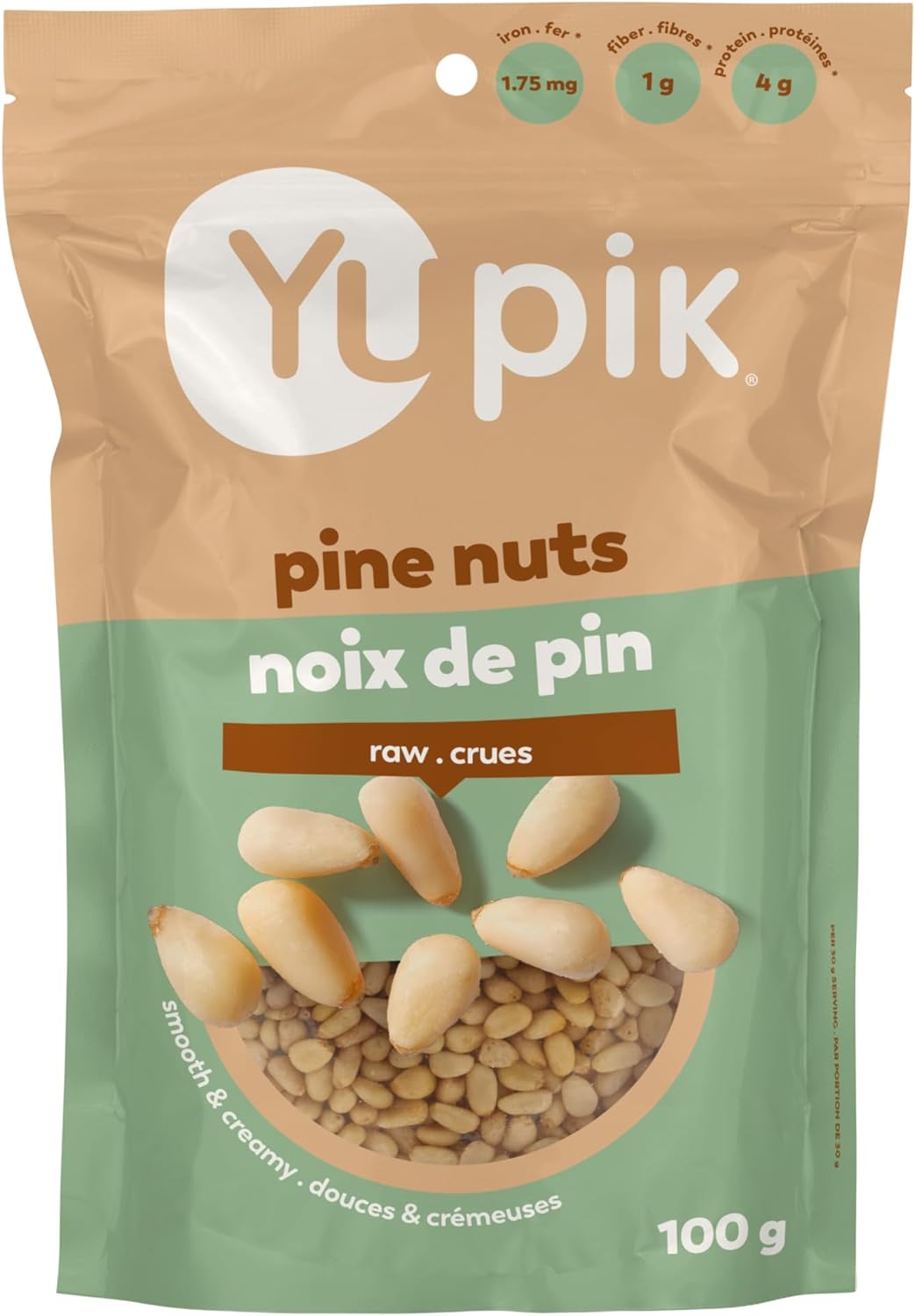 Yupik Raw Pine Nuts, 100g/3.5 oz. - Front Of Bag