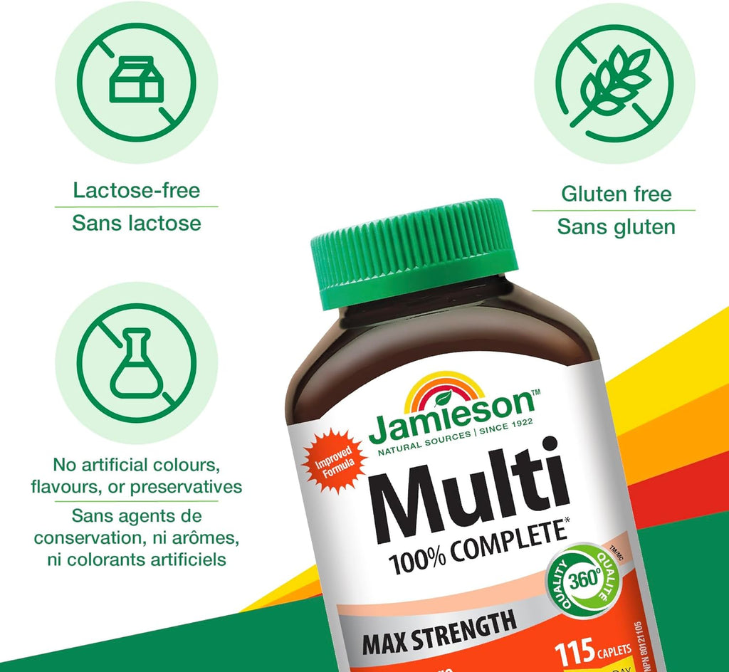 Jamieson 100% Complete Multivitamin Max Strength Formula, 115 caplets