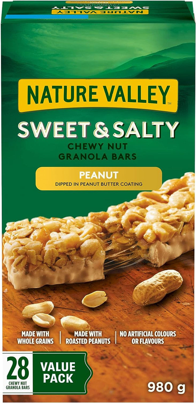 Nature Valley Sweet and Salty Peanut Chewy Nut Bars, 28pk, 980g/2.1 lbs.,{Imported from Canada}