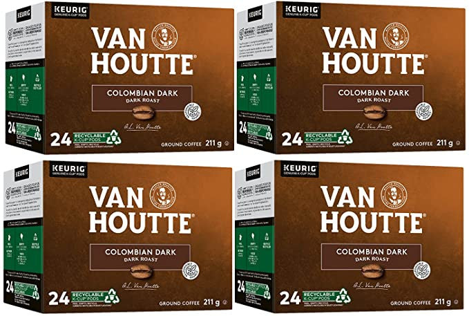 Van Houtte Colombian Dark Coffee K-Cup Pods, 96-Pack (4 Packs of 24 Each) {Imported from Canada}