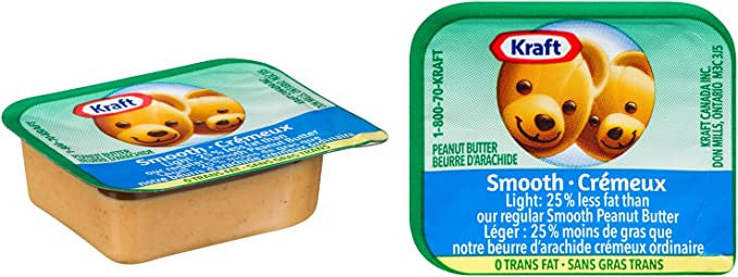 Kraft Peanut Butter Smooth Light Single Portion Control Packs - 18g x 100ct, 2pk {Imported from Canada}