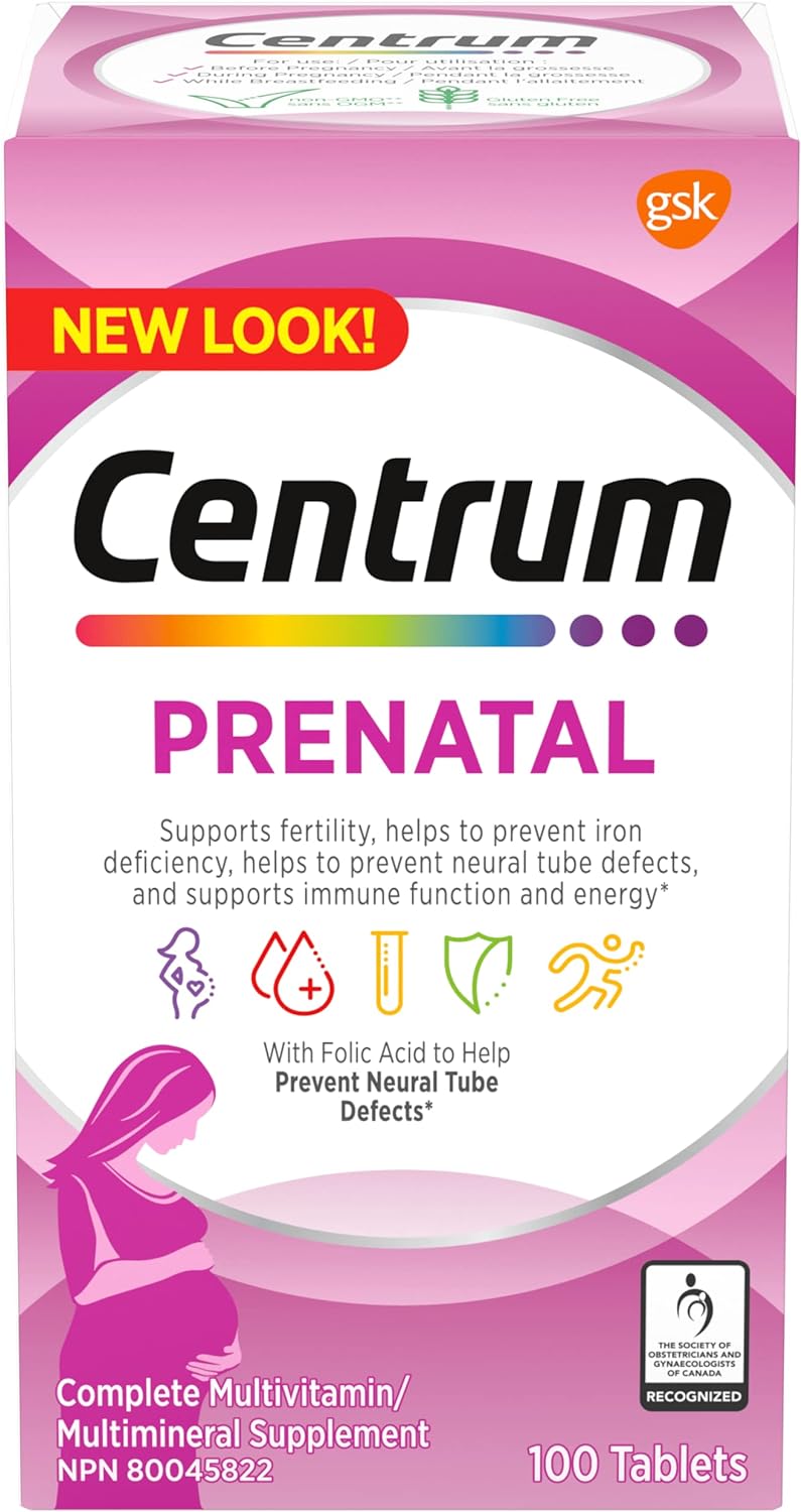 Centrum Prenatal Vitamins, Complete Multivitamin & Multimineral Supplement, 100ct Bottle