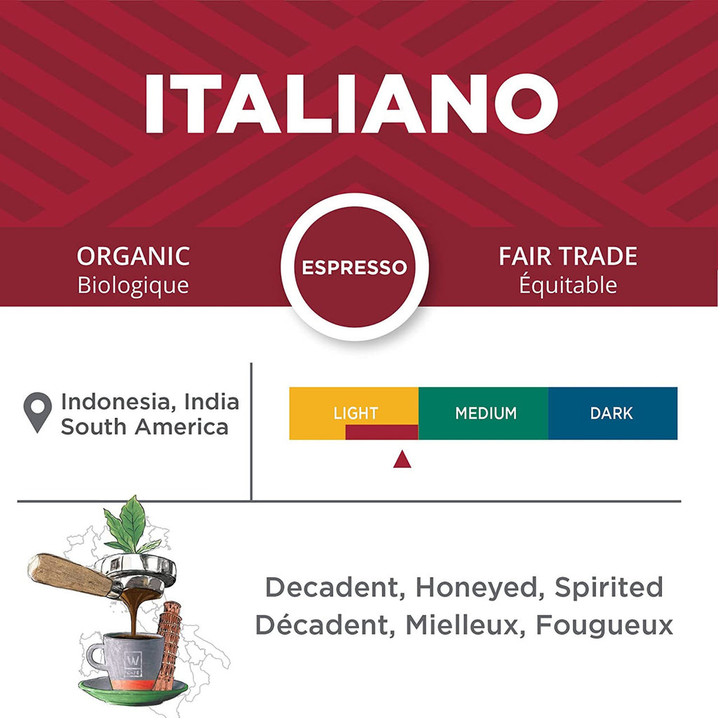 Cafe William Organic Espresso Italiano Ground Coffee, 340g/12 oz. Bag {Imported from Canada}