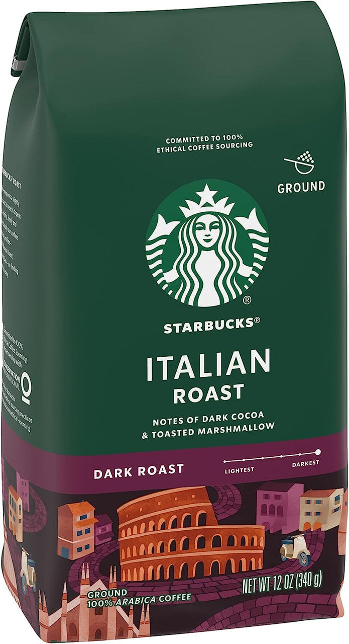 Starbucks Italian Roast, Dark Roast Ground Coffee, 340g/12 oz. Bag {Imported from Canada}