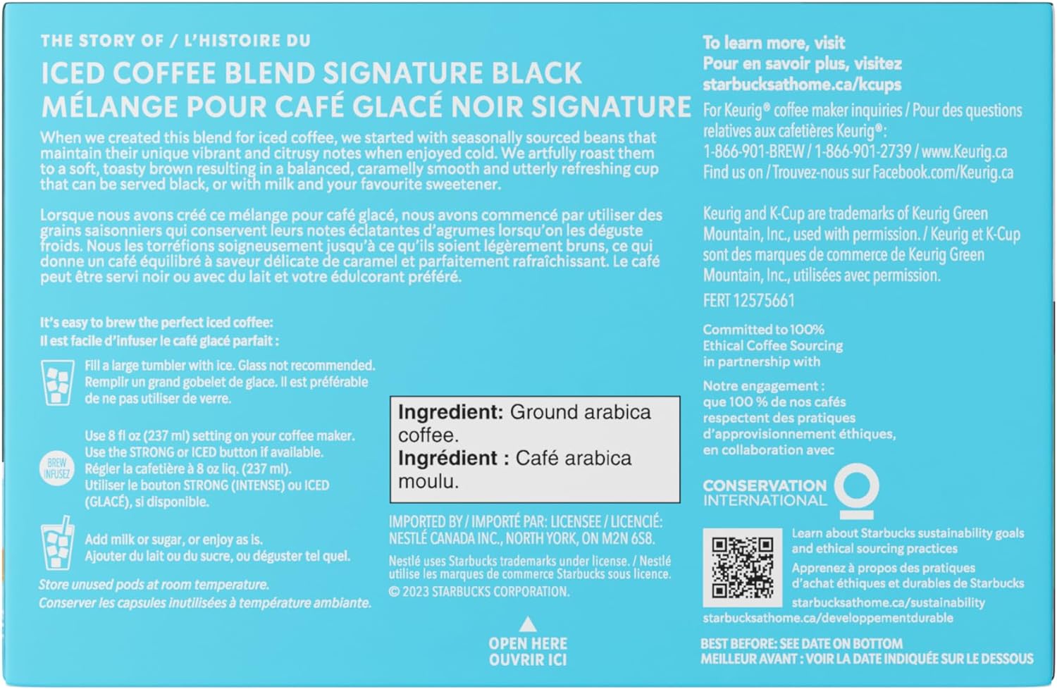 Starbucks Iced Coffee Signature Black, bottom of box