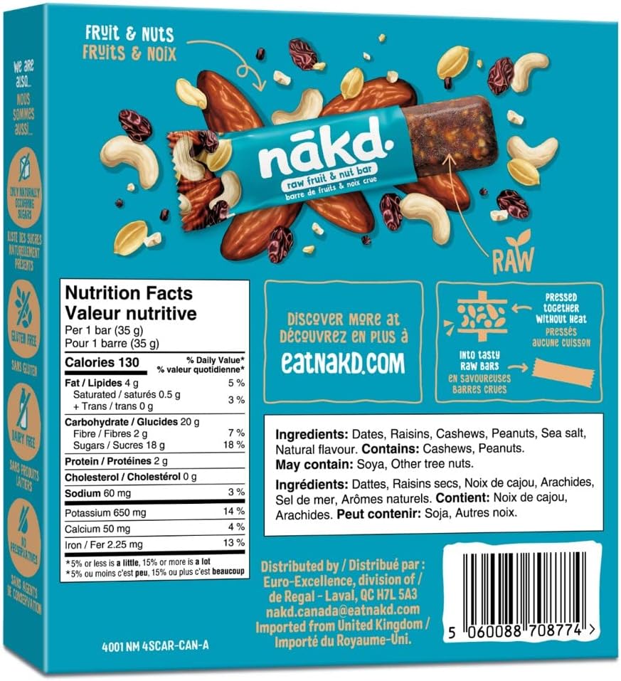 Nakd. Salted Caramel Bars back of box