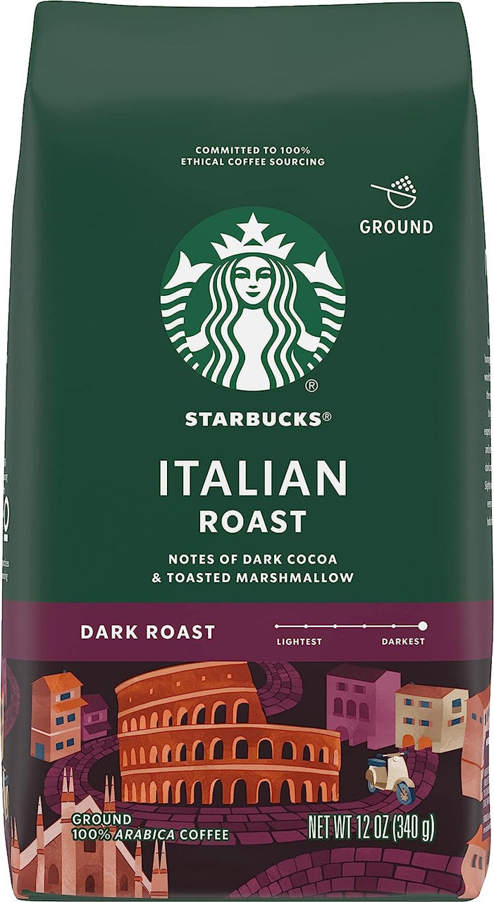 Starbucks Italian Roast, Dark Roast Ground Coffee, 340g/12 oz. Bag {Imported from Canada}