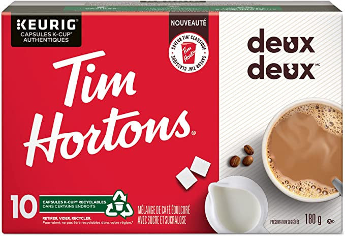 Tim Hortons Double Double Coffee, Recyclable Single Serve Keurig K-Cup Pods, 180g/6.3 oz. {Imported from Canada}