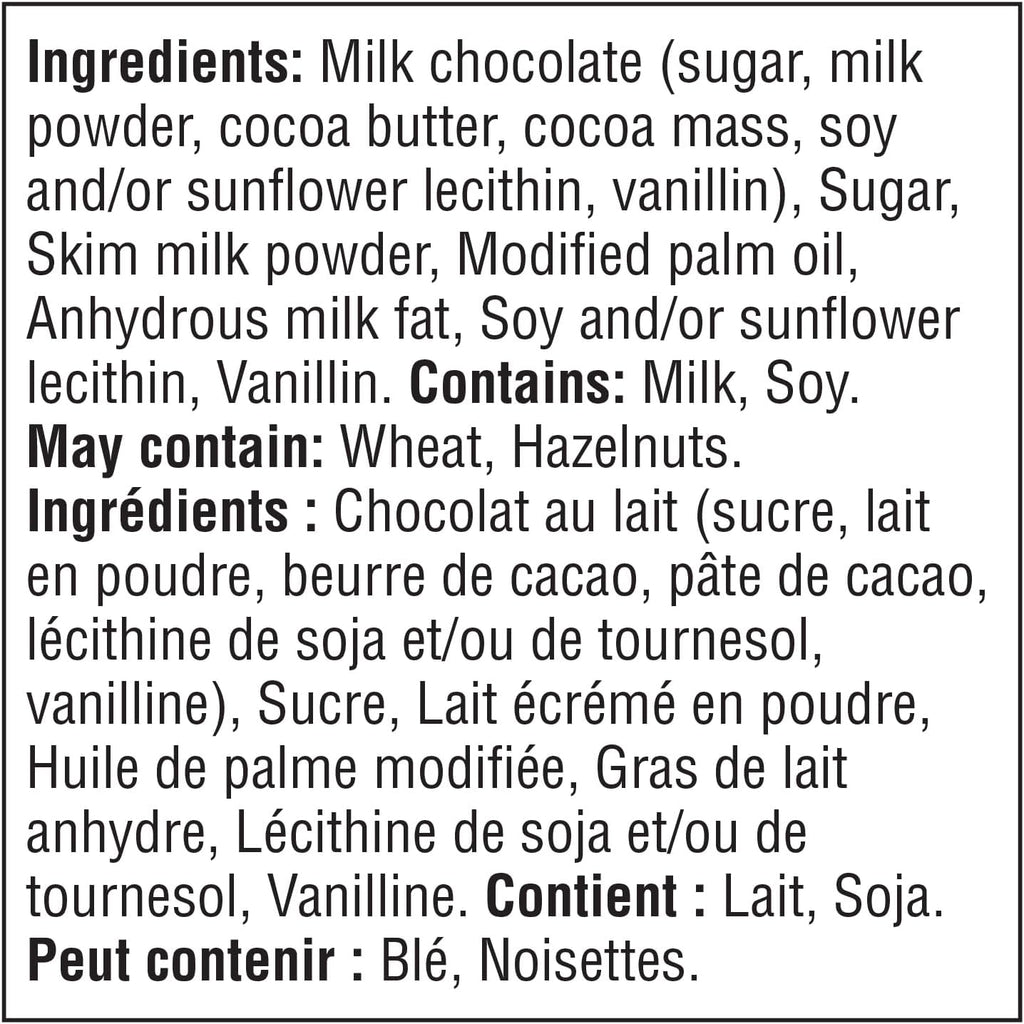 Kinder Mini Eggs With Milky Filling, 182g/6.4 oz. - Ingredients Label