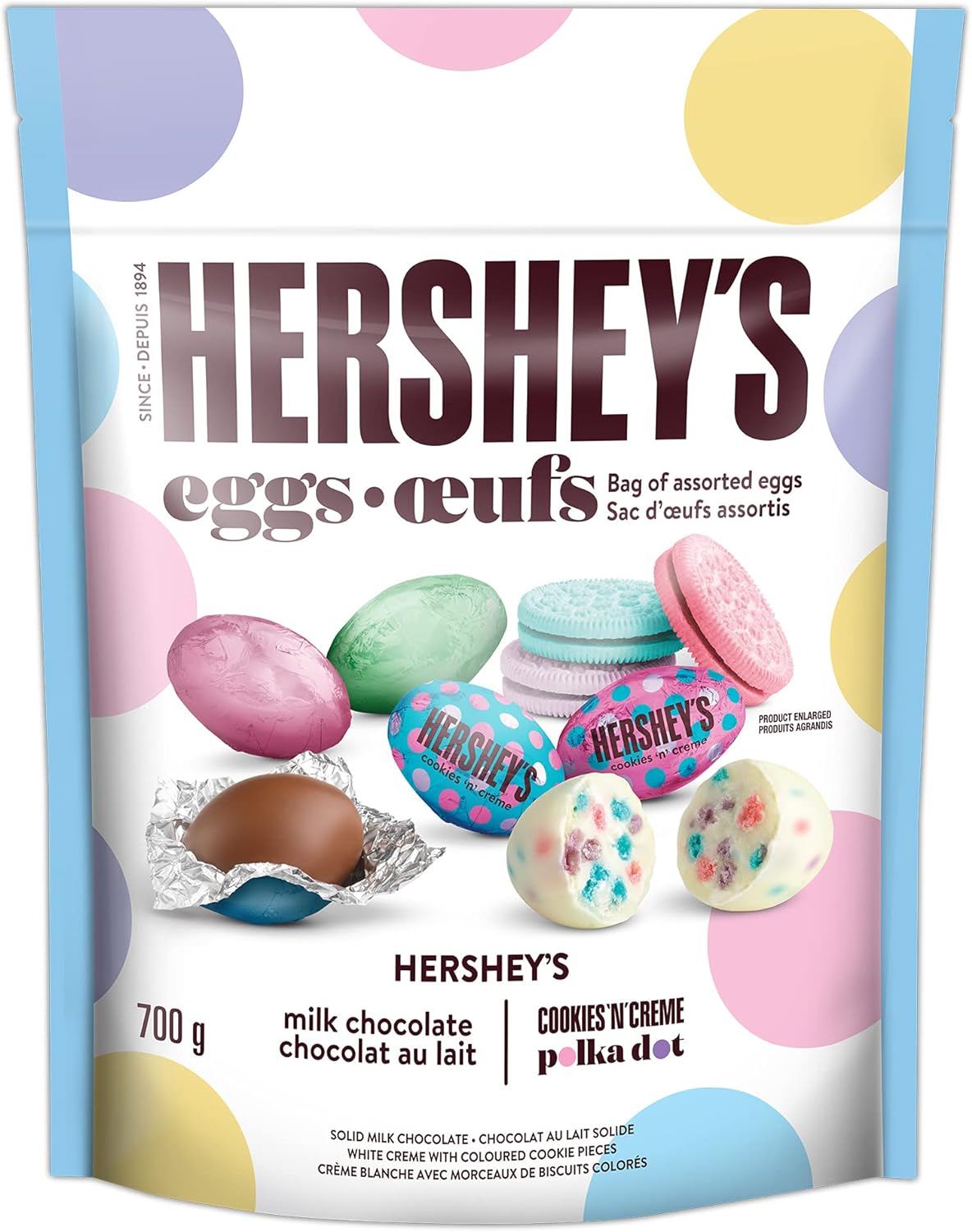 Hershey's Easter Chocolate Eggs, Milk Chocolate & Cookies 'n' Creme Polka Dot Flavored, 700g/24.5 oz