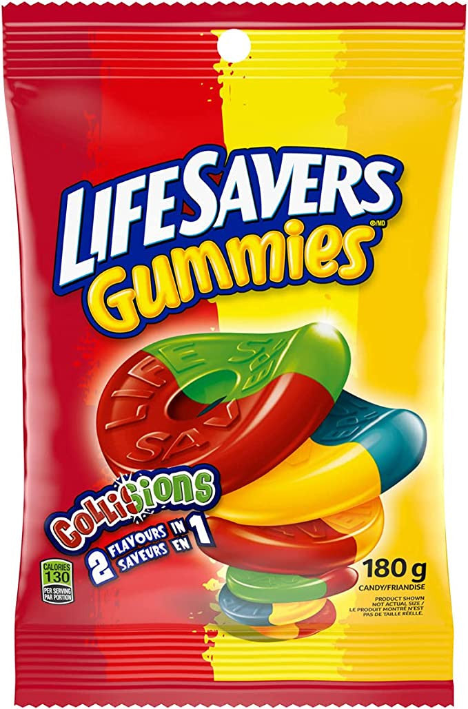 Lifesavers Collisions Gummy Candy, 180g/6.3oz Peg Bag, {Imported from Canada}