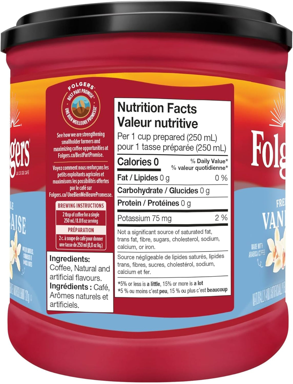 Folgers French Vanilla Coffee, Premium Ground Coffee - 272g/9.5 oz