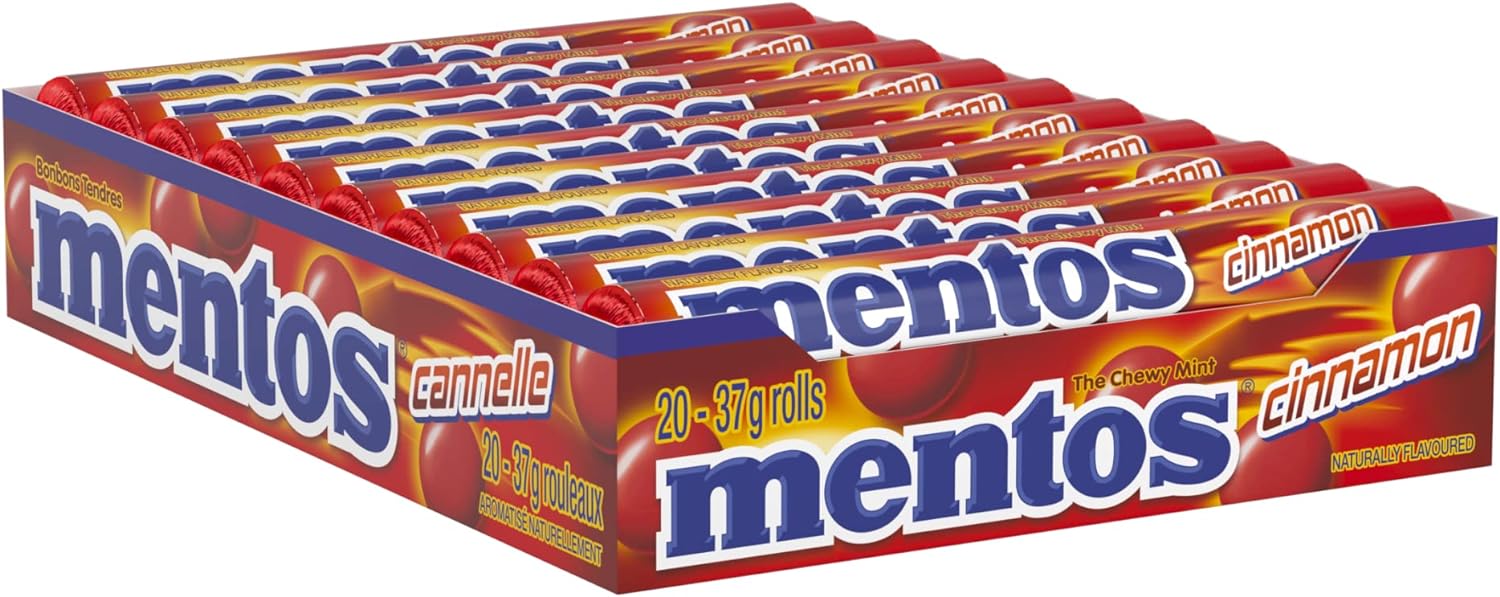 Mentos Cinnamon Chewy Mints, 20 rolls x 37g/1.3oz. {Imported from Canada}