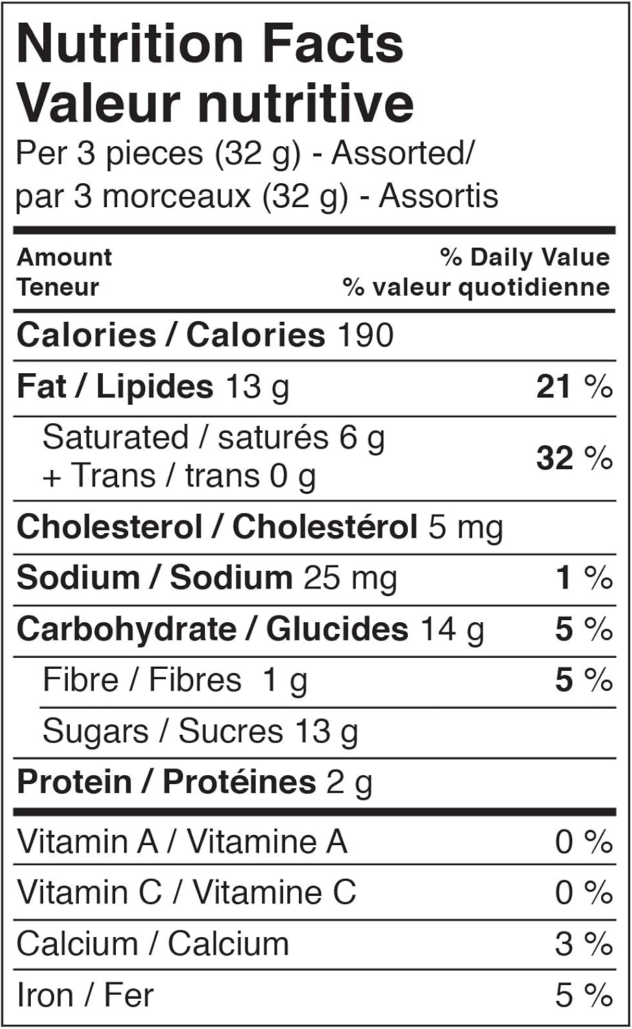 Ferrero Collection, Assorted Chocolates, 3 Pralines, 32g/1.1 oz. Package - Nutrition Facts