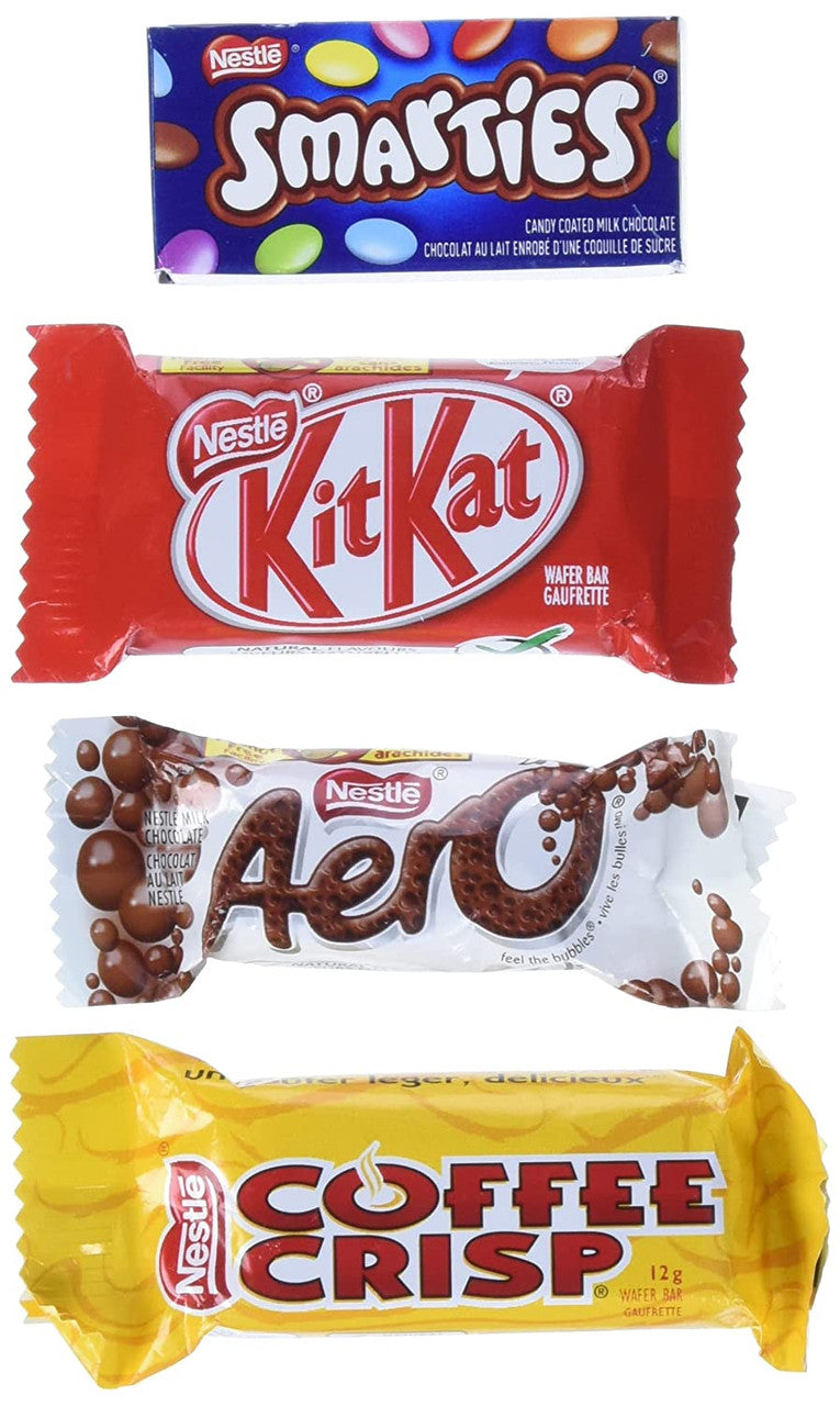 Nestle Mini Assorted Chocolates, Coffee Crisp, Kit Kat, Smarties, Aero, 50ct, Halloween Box, 505g/1.1 lbs. {Imported from Canada}