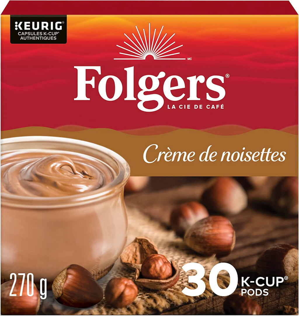 Folgers Hazelnut Cream Coffee K-cups, 30 Count, 270g/9.5 oz. Box {Imported from Canada}