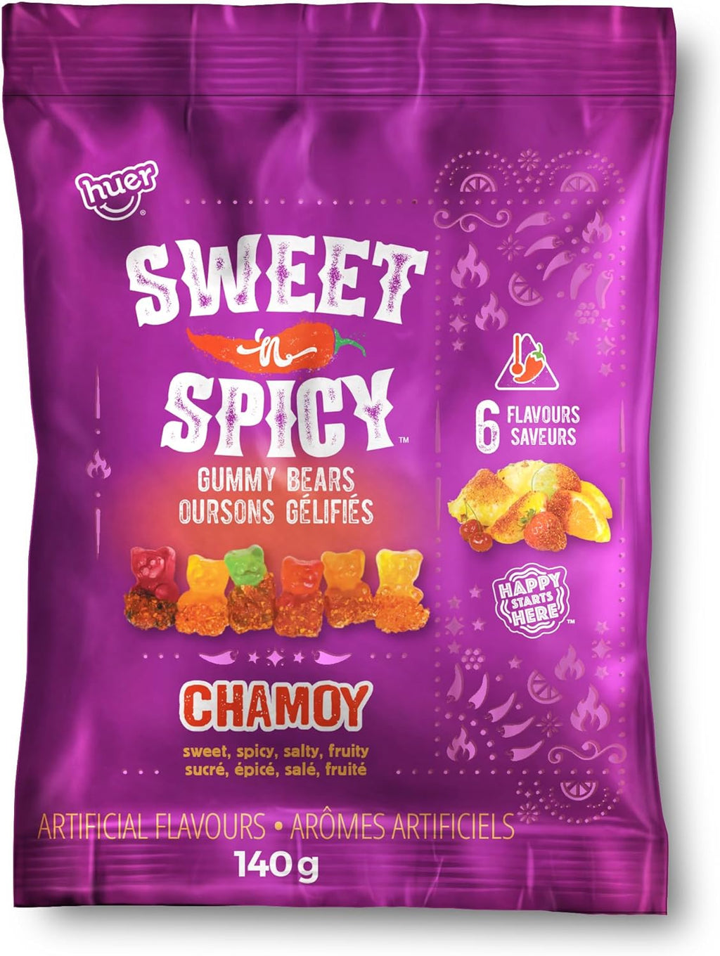 Huer Sweet 'n Spicy Chamoy Seasoned Gummy Bears, 140g/5 oz