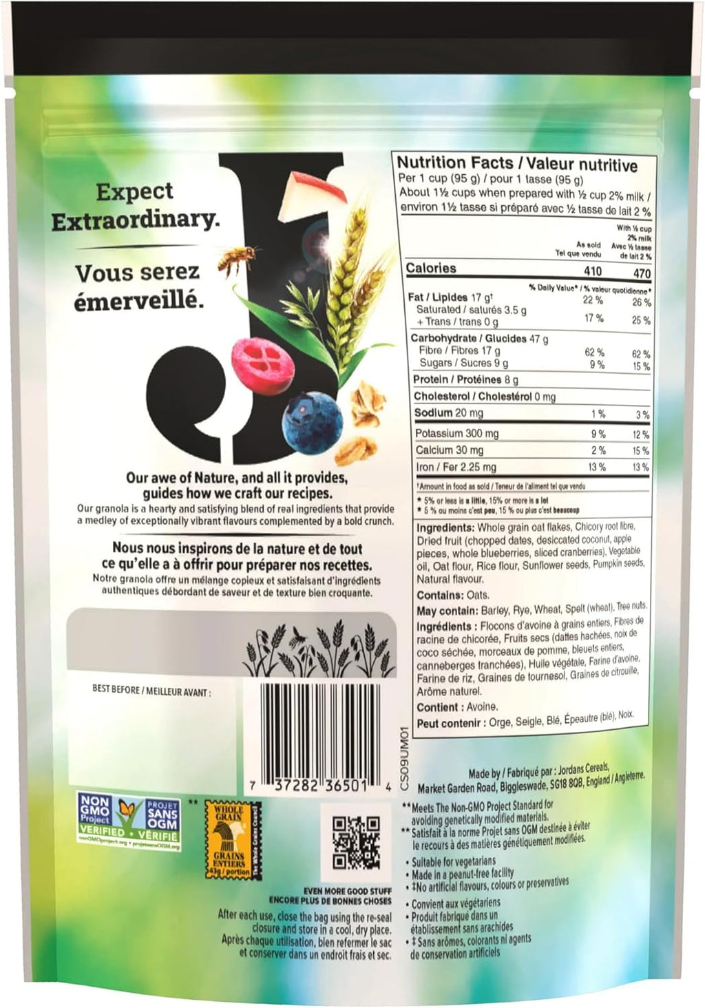 Jordans No Added Sugar Granola, Apple & Berry, 325g/11 oz. Box