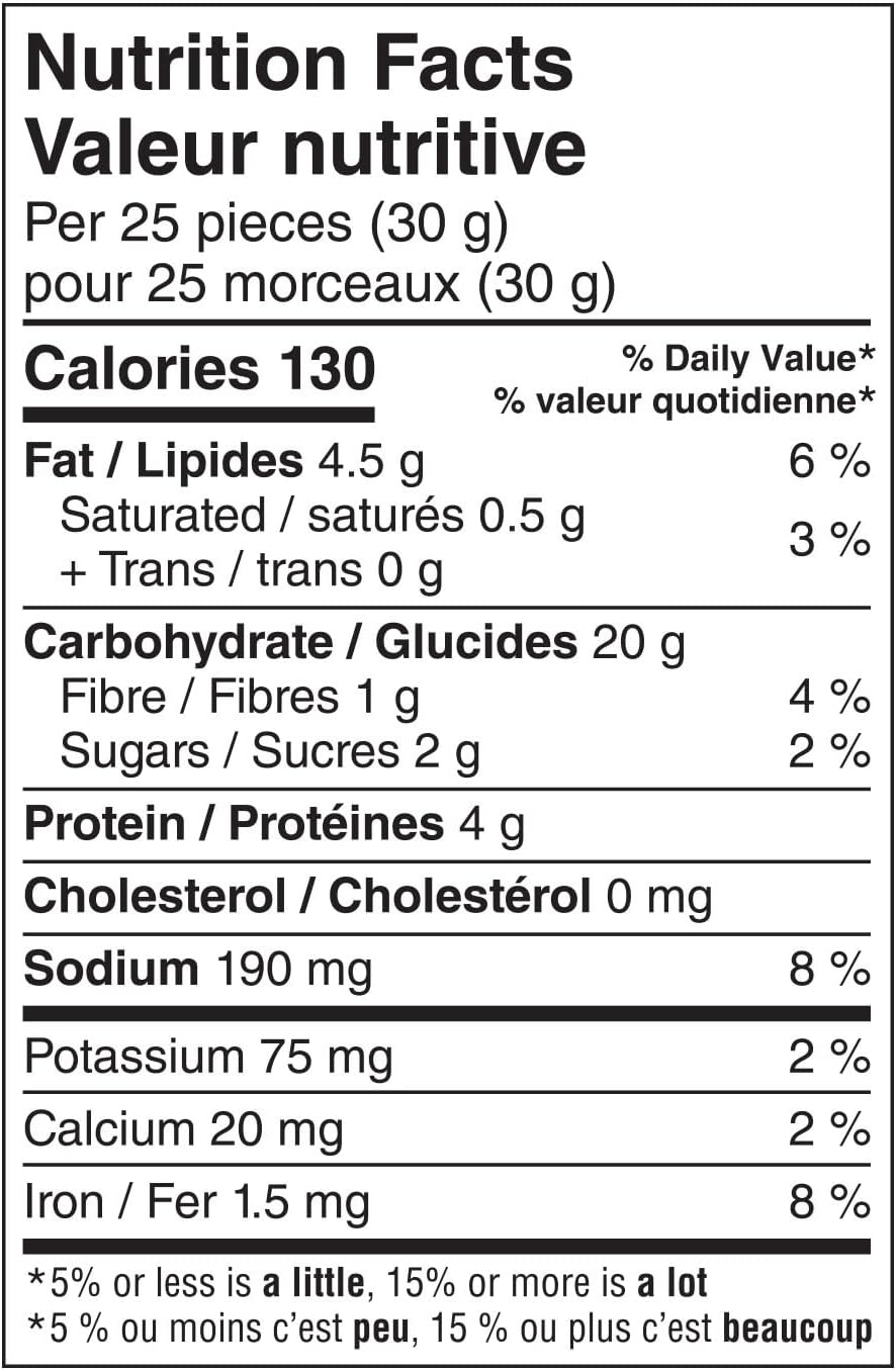 Boulangerie Grissol Baguettes Bites, Bruschetta, 130g, nutrition facts label.