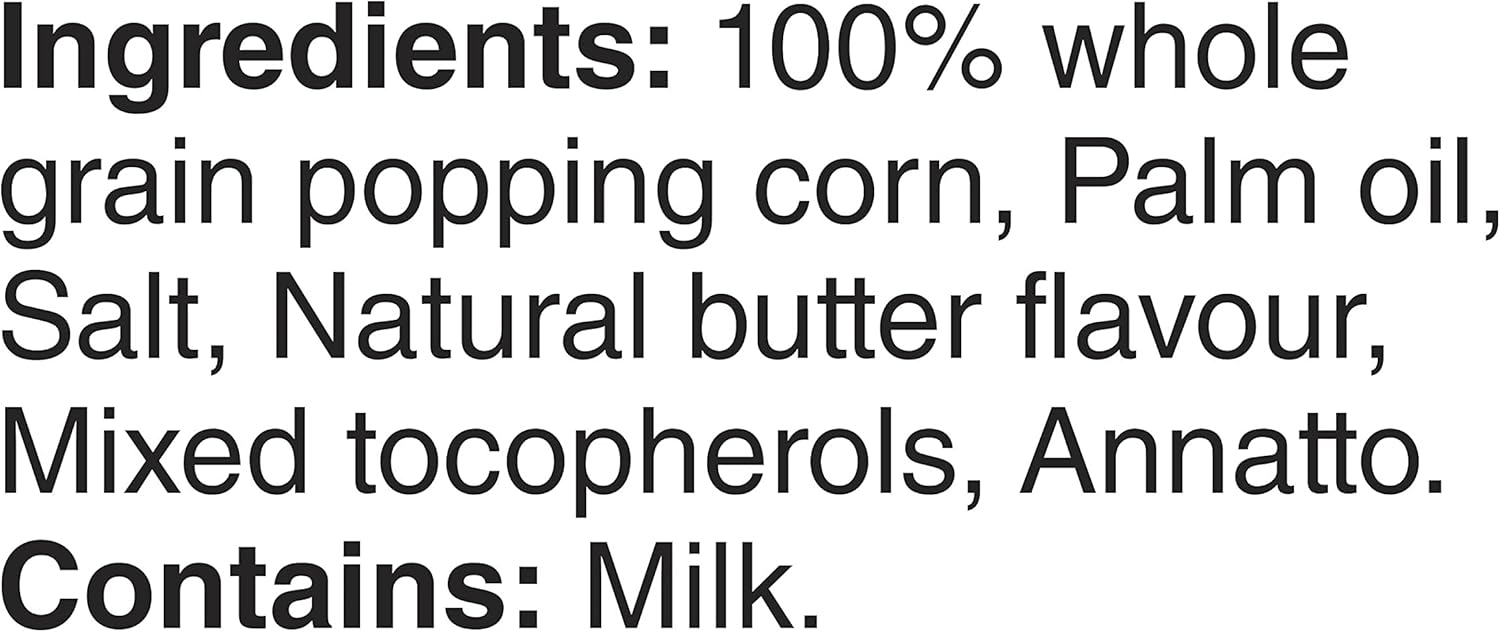 Orville Redenbacher Buttery Popcorn, Microwave Popping Corn Bags, 18pk, 1.47kg, ingredients label.