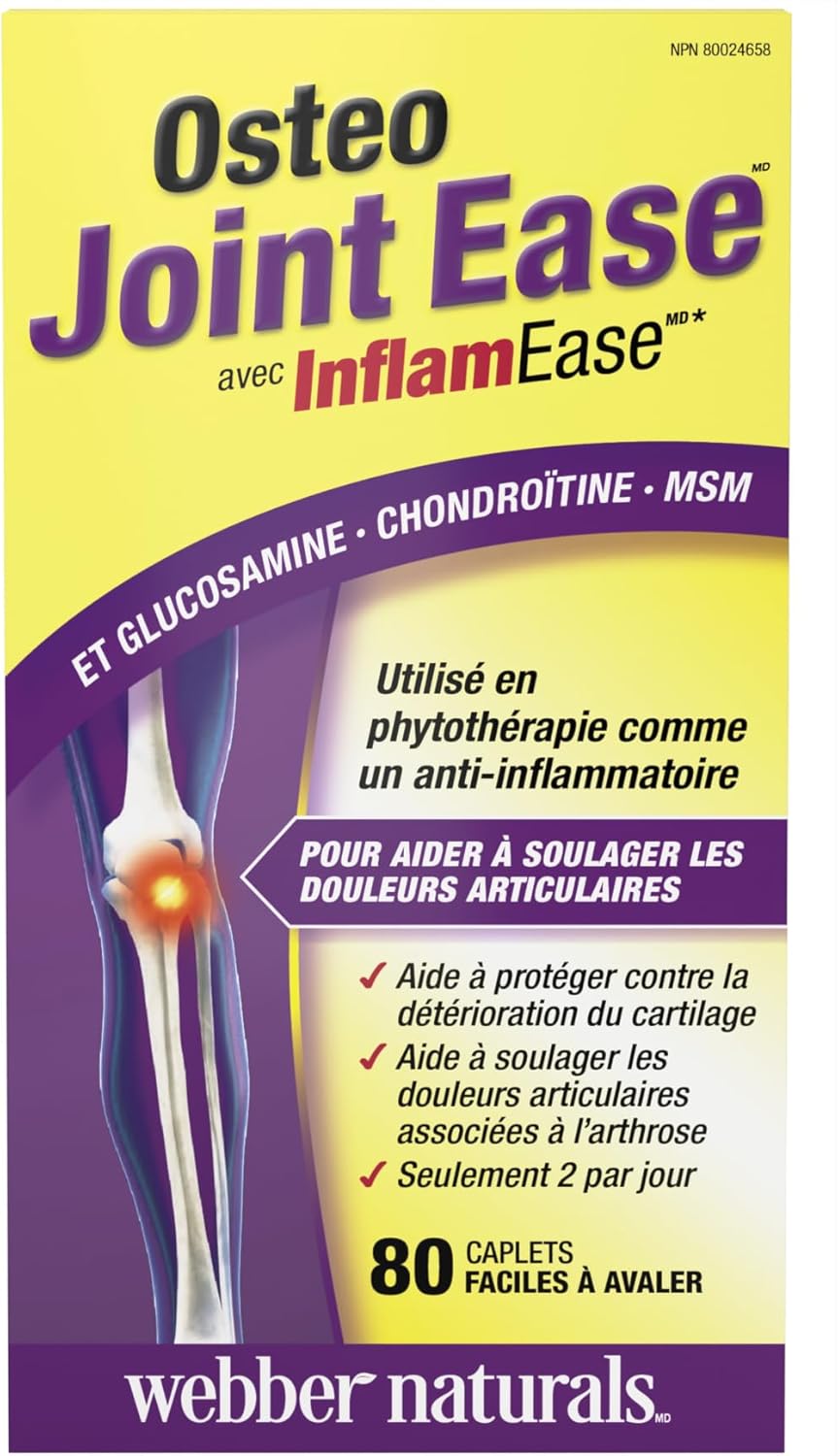 Webber Naturals Osteo Joint Ease Formula caplets With InflamEase, 80 Caplets in French 