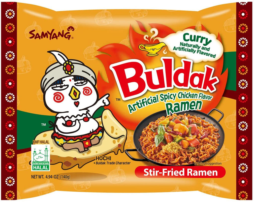 Samyang Buldak Korean Curry Hot Spicy Chicken Stir-Fried Ramen Noodles, 700g/24.7 oz. (5 x 140g/4.9 oz.), Bag {Imported from Canada}