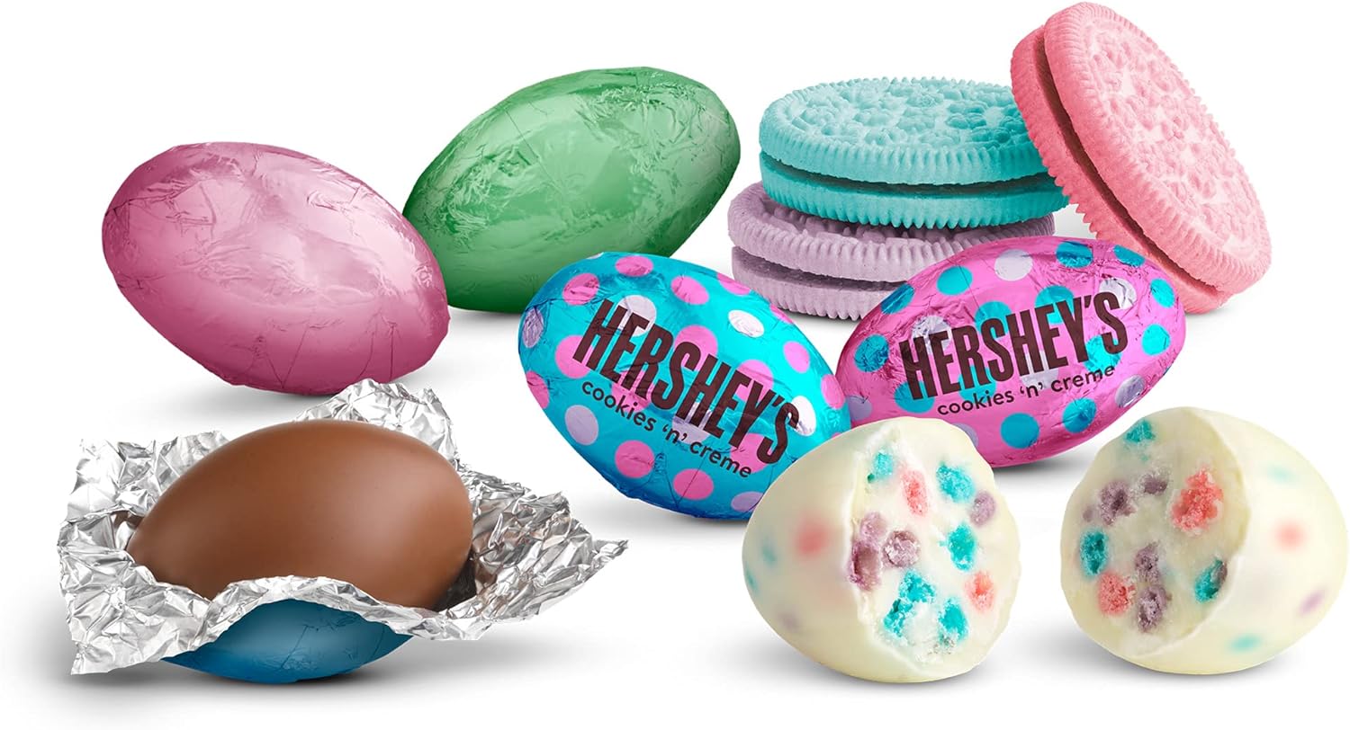 Hershey's Easter Chocolate Eggs, Milk Chocolate & Cookies 'n' Creme Polka Dot Flavored, 700g/24.5 oz