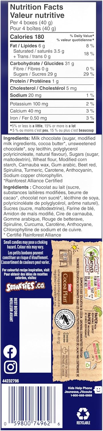 Nestle SMARTIES Snack Size Mini Boxes (9x10g), 90g/3.2 oz