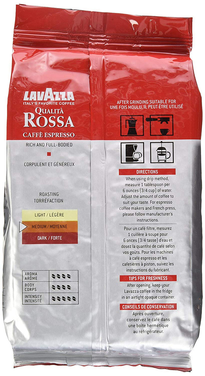 Lavazza Qualita Rossa, Italian Coffee Beans Expresso, 1kg/2.2lbs., {Imported from Canada}