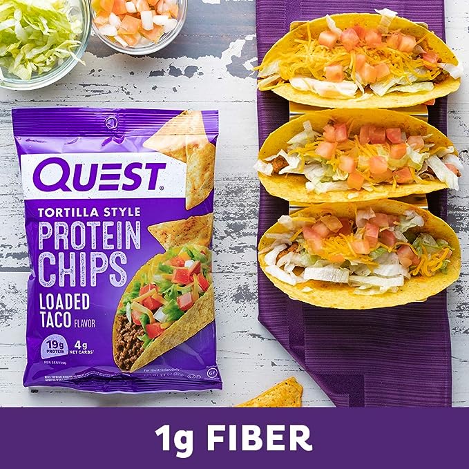 Quest Tortilla Style Protein Chips, Loaded Taco Flavor, 32g/1.1 oz. Bag {Imported from Canada}