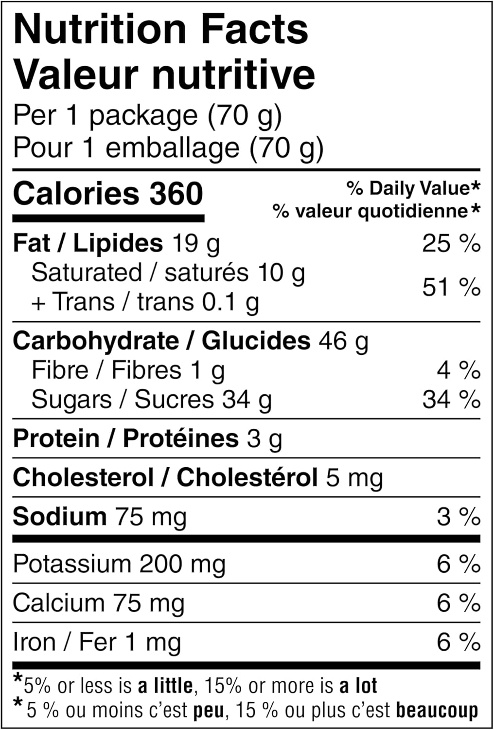 Nutrition facts label for Nestle Cold Brew Coffee Crisp Mega Bars on a white backround