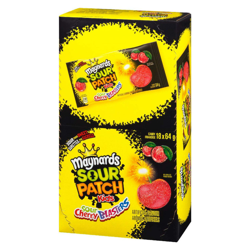 Maynards Sour Cherry Blasters Candy, 64g/2.26oz (18ct), (Imported from Canada)