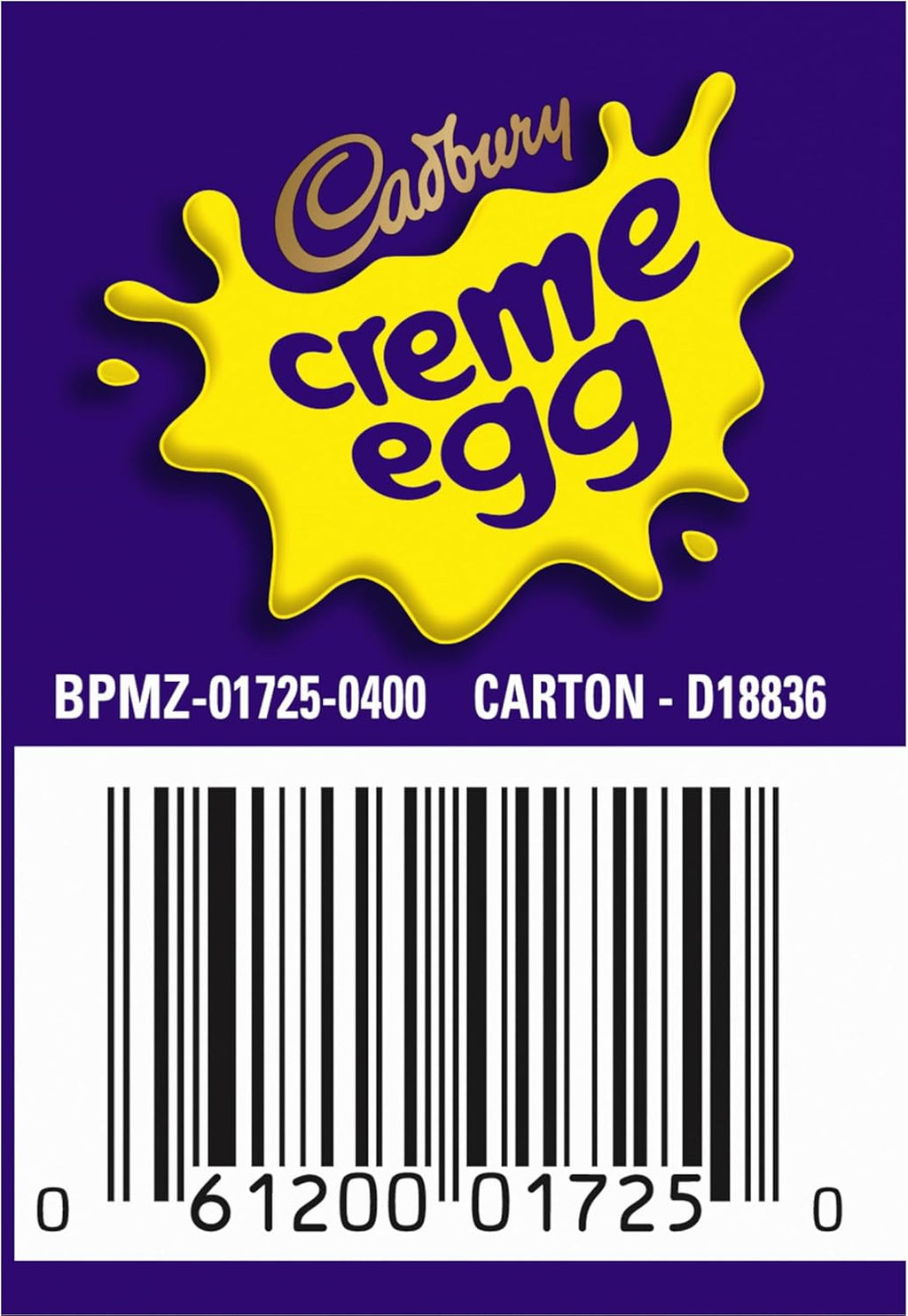 Cadbury Creme Egg, Box of 3x34g, 102g/3.6 oz. - Right Side Of Box