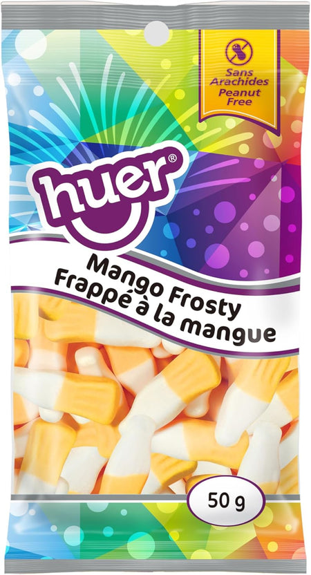 Huer Mango Frosty Gummies, 50g/1.8 oz., front of bag.