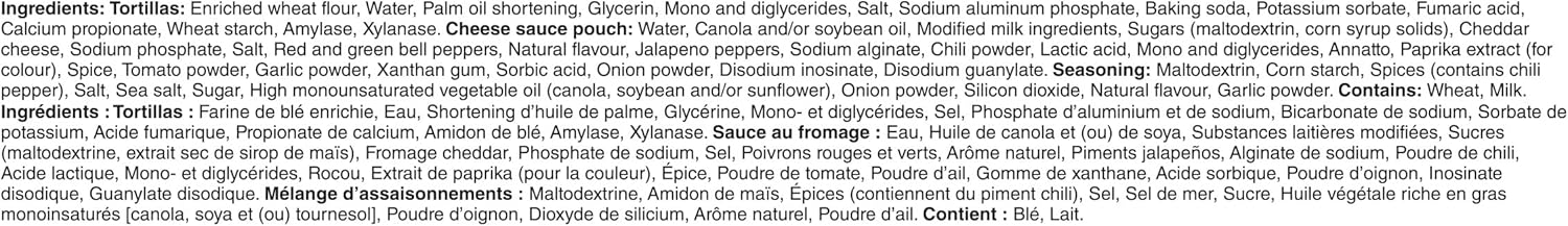 Old El Paso Soft Taco Bake Dinner Kit – 312g / 11oz - Ingredients Label