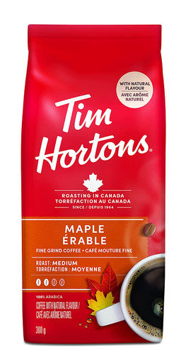 Tim Hortons Maple Coffee, Fine Grind, Medium Roast, 300g/10.6oz., (Imported from Canada)