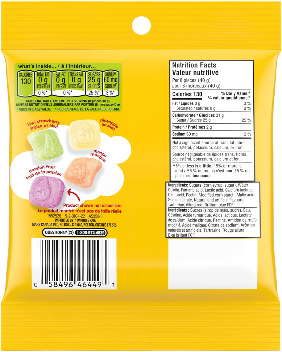 Starburst Airs Gummies Sour Tropical Flavors, Kiwi Strawberry, Pineapple, Passion Fruit, & Mango, 122g/4 oz Bag
