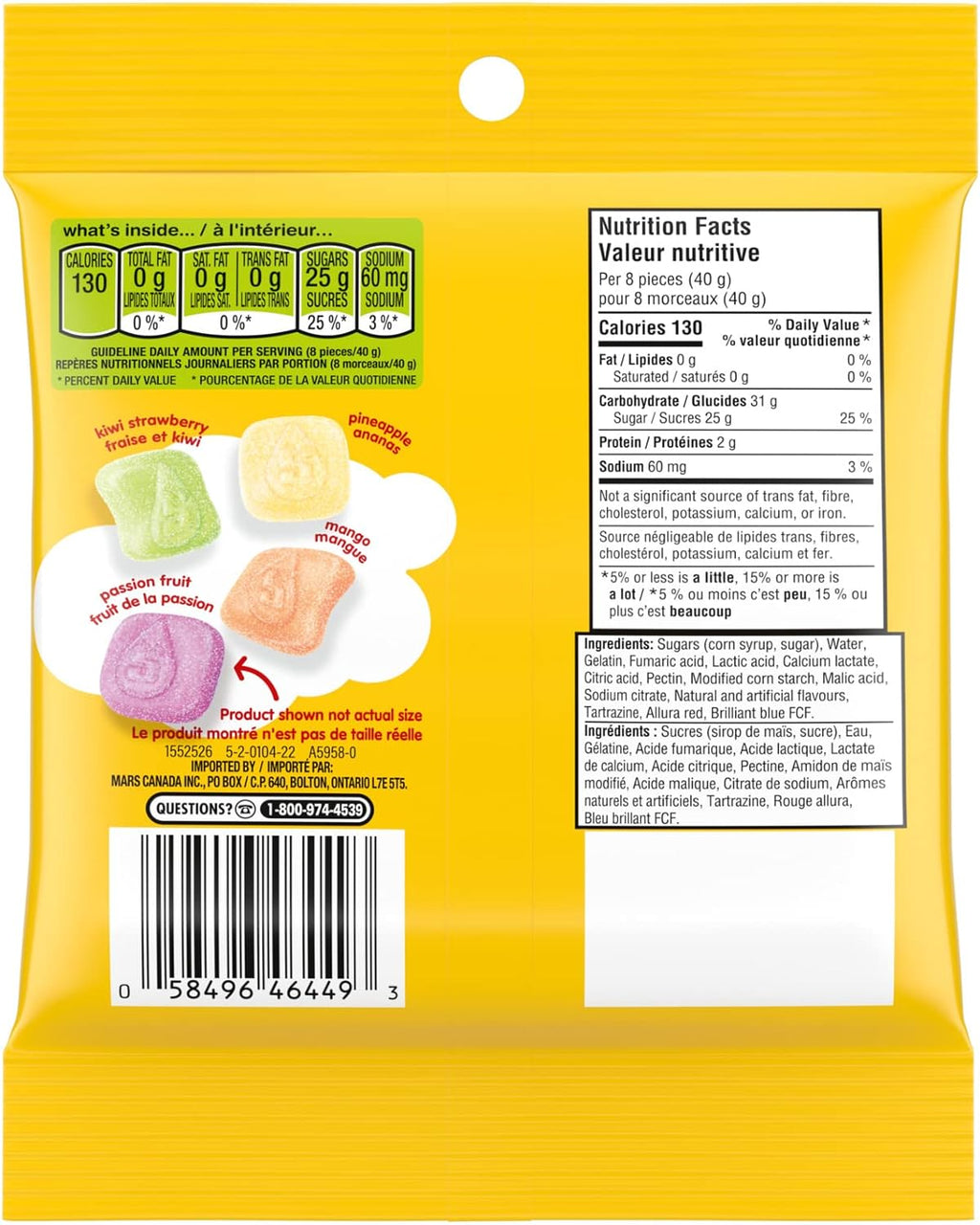 Starburst Airs Gummies Sour Tropical Flavors, Kiwi Strawberry, Pineapple, Passion Fruit, & Mango, 122g/4 oz Bag