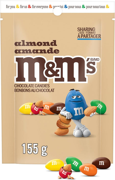 M&M's Almond Milk Chocolate Candies, Sharing - Size, 155g/5.5 oz., Bag, front of bag.