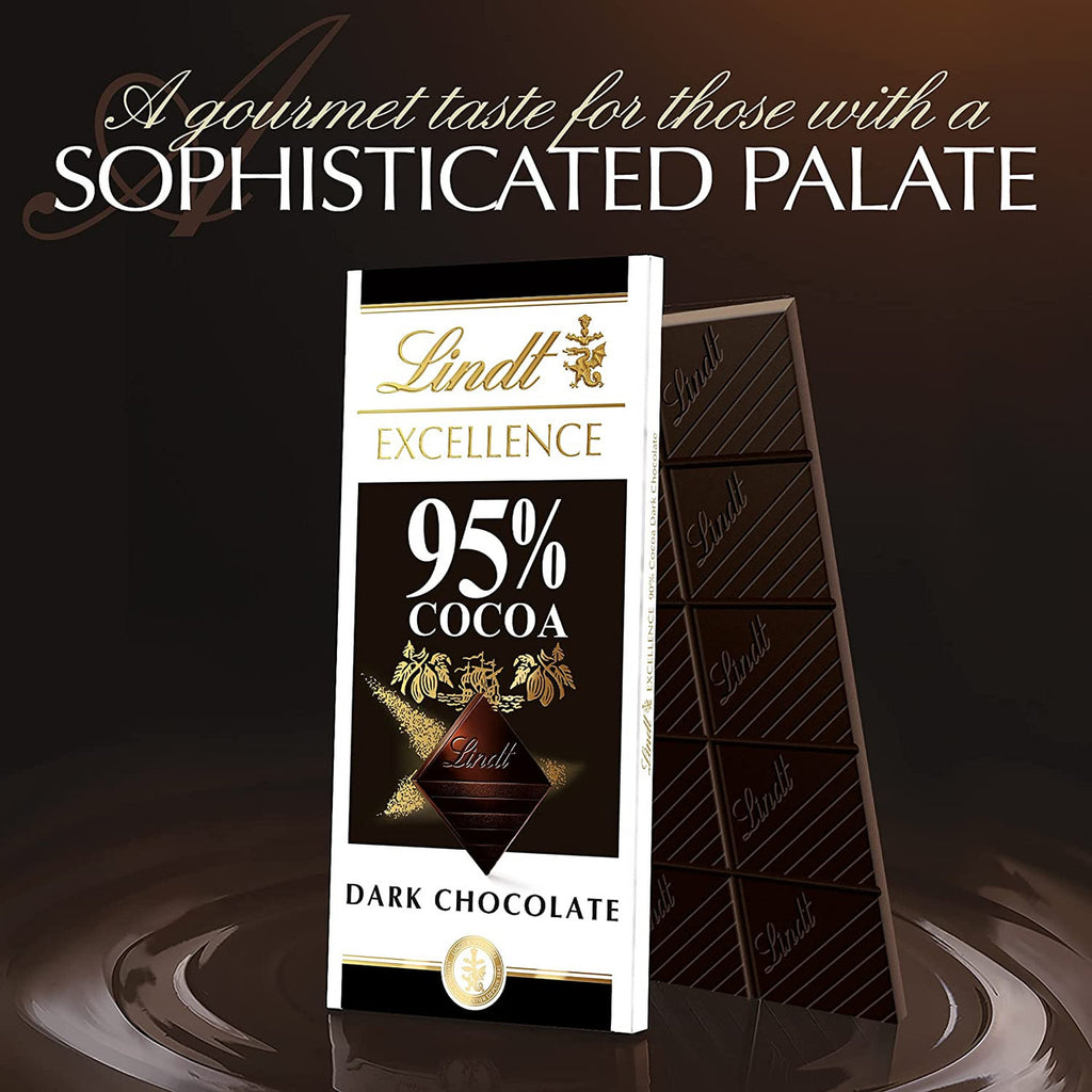 Lindt Excellence 95% Cacao Bold Dark Chocolate Bar, 80g/2.8 oz. {Imported from Canada}