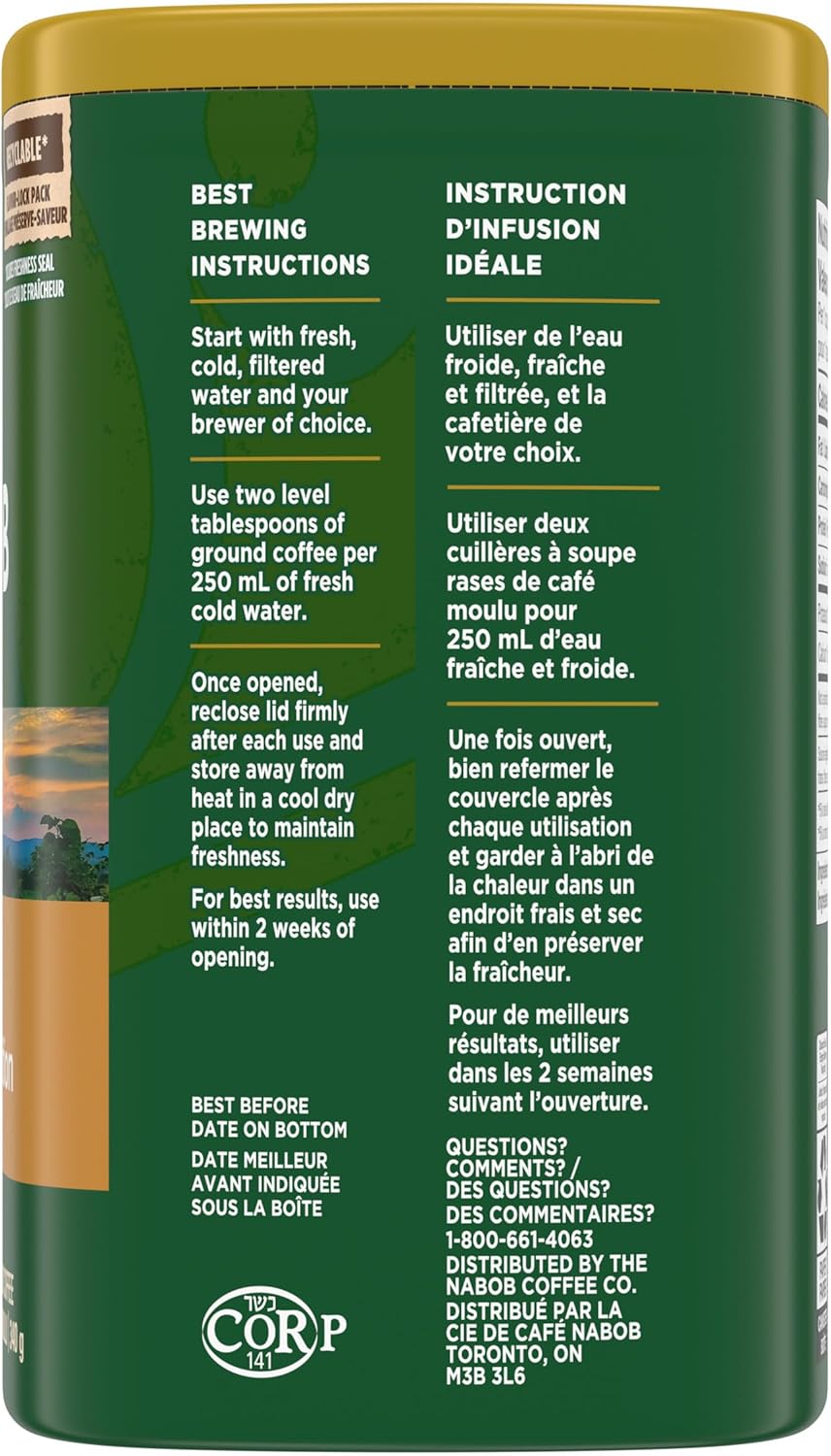 Side of Nabob 1896 Tradition Medium Roast Ground Coffee, 340g/12 oz., Box