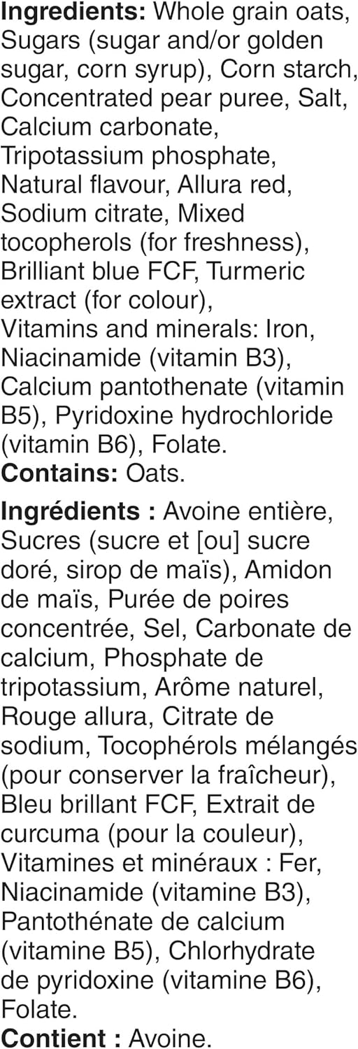 List of ingredients for Cheerios Fruity Cereal, 311g/10.9 oz on a white background