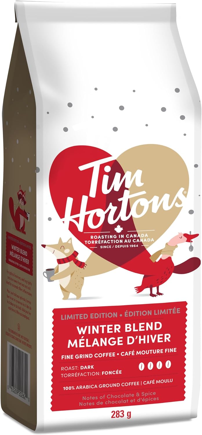 Tim Hortons Winter Blend Dark Roast Coffee, 283g/9.9 oz. Bag {Imported from Canada}