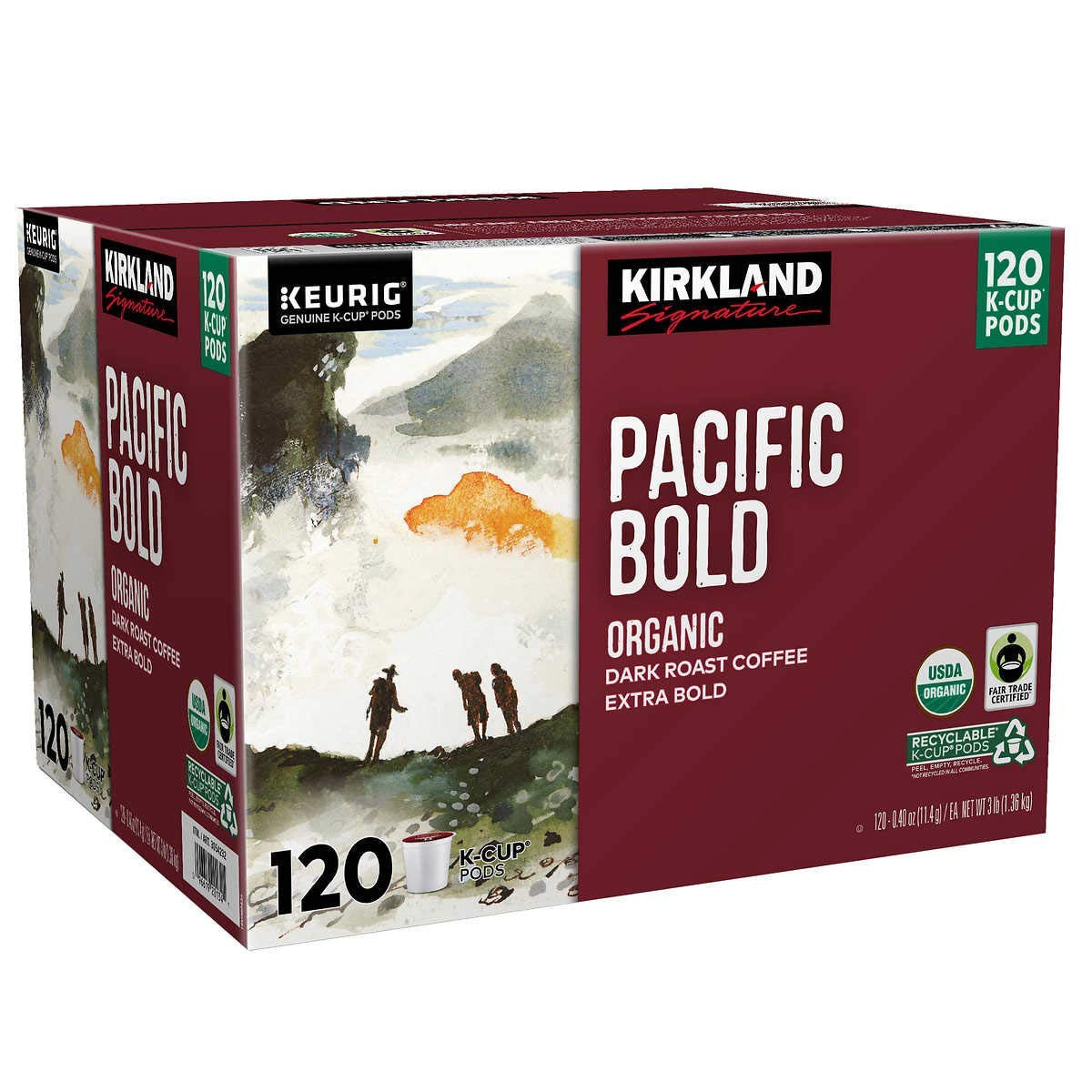 Kirkland Pacific Bold K-Cups, 120 Count, 1.38kg/3 lbs. Box {Imported from Canada}