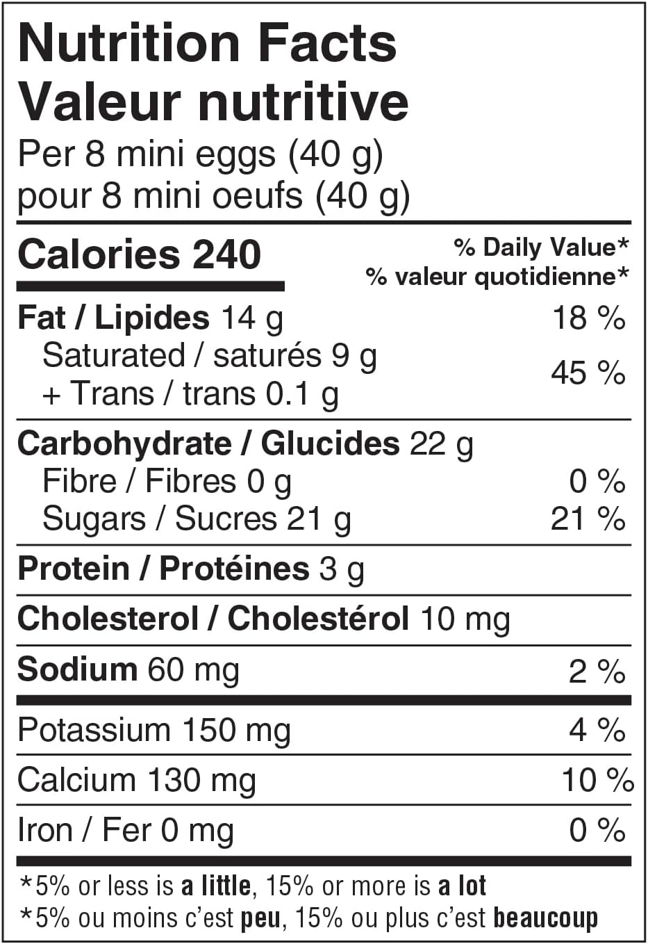 Kinder Mini Eggs With Milky Filling, 182g/6.4 oz. - Nutrition Facts Label
