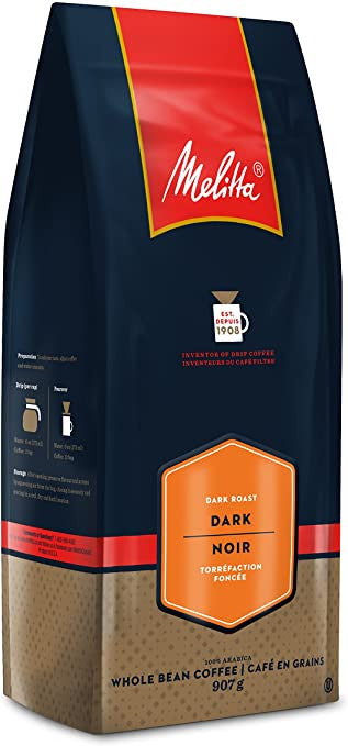 Melitta Dark Roast Whole Bean Coffee, 907g/32oz., Bag, {Imported from Canada}