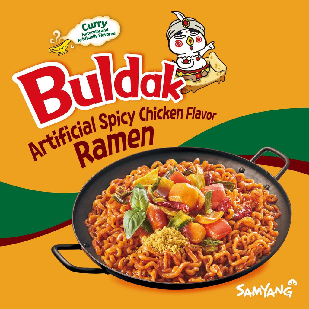 Samyang Buldak Korean Curry Hot Spicy Chicken Stir-Fried Ramen Noodles, 700g/24.7 oz. (5 x 140g/4.9 oz.), Bag {Imported from Canada}