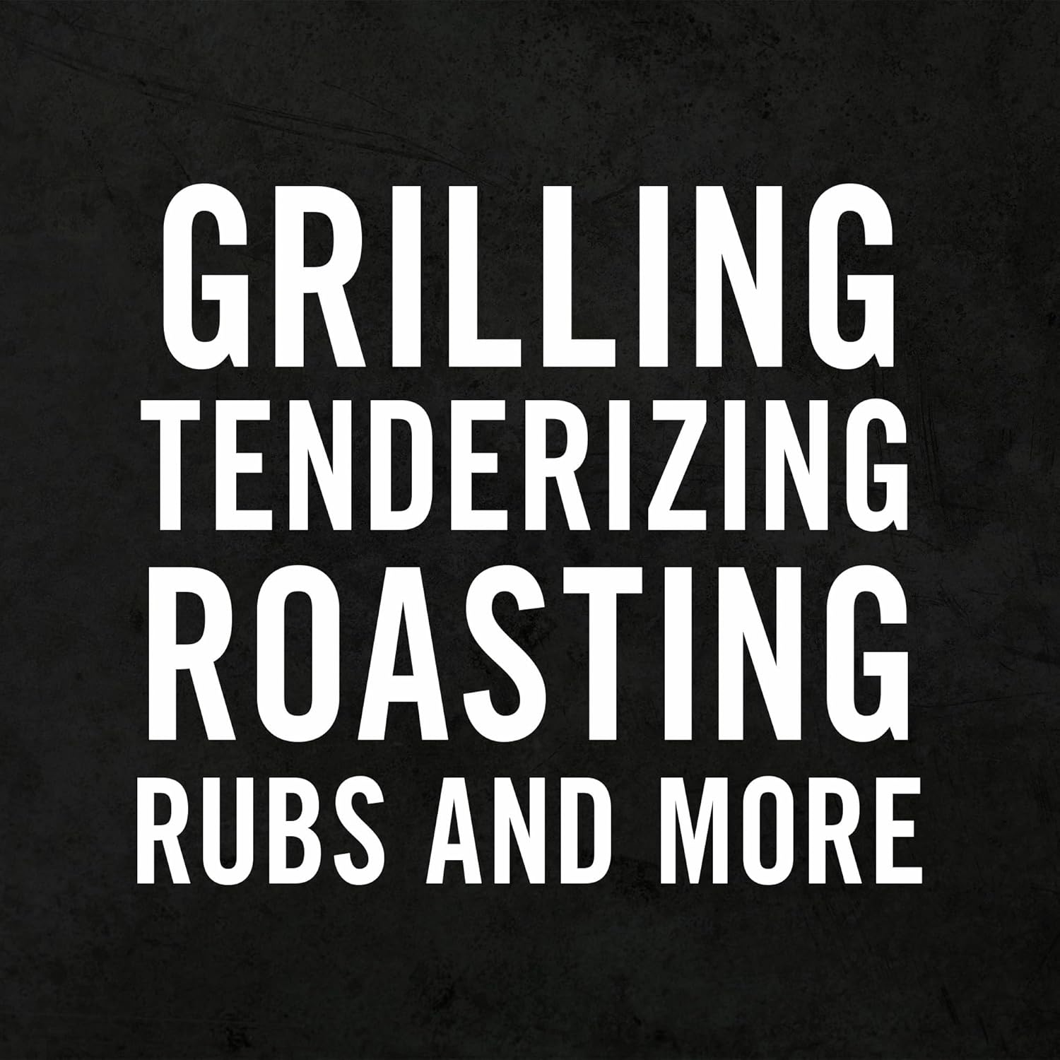 Black label with white text listing grilling methods on a black background