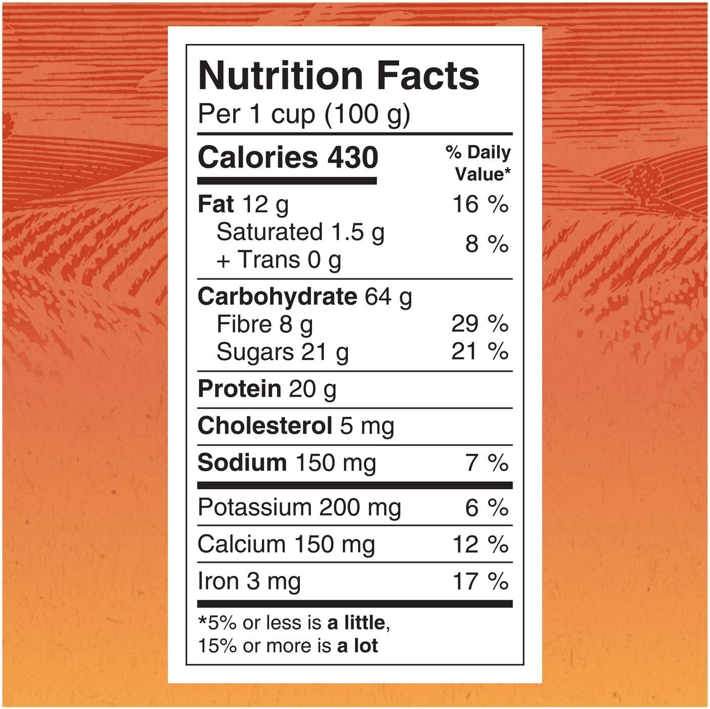 Quaker Harvest Crunch Cereal, Oat, Chocolate & Almond, nutrition facts label